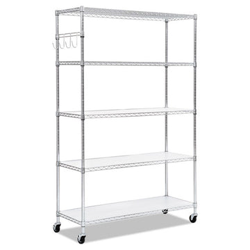 Alera® 5-shelf Wire Shelving Kit With Casters And Shelf Liners, 48w X 18d X 72h, Silver freeshipping - TVN Wholesale